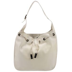 white Gucci vintage leather drawstring hobo shoulder bag